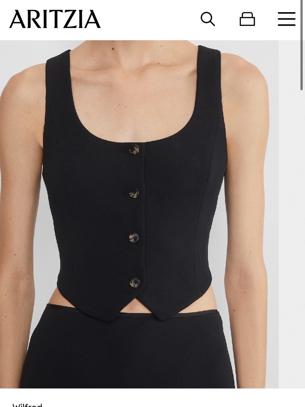 Wilfred Black Scoop-Neck Button Crop Vest